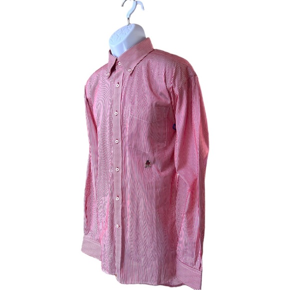 Sz Large 80s 2 Ply Fabric Tommy Hilfiger Textured Stripe Long Sleeve Button Down - Picture 5 of 6